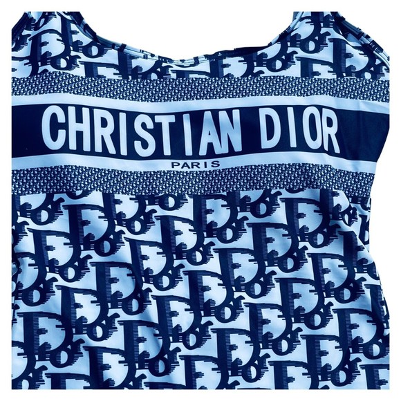 Christian Dior Navy White One Piece Swimsuit XLarge Logo New With Tags Classic - Picture 4 of 15
